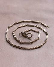 Edwardian 14k White Gold Geometric Handwrought Bar Link Pocket Watch Chain