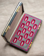 Vintage 14 Ring Presentation Case with 14 Slots and Fuchsia and Gray Velveteen Lining by Style-Bilt