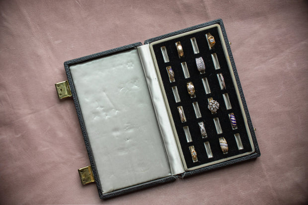 Vintage German 24 Ring Presentation Case with Black Velveteen Lining