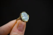 Mixed Era 6.88 CT Moissanite in Victorian 14k Yellow Gold Foliate Statement Ring