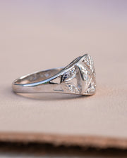 Retro Art Moderne 14k 0.30 CTW Brilliant Cut Diamond Asymmetrical Geometric Paisley Ring
