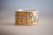 Vintage 14k 0.33 CTW Diamond Ring with Hebrew "I am my Beloved's" Song of Solomon Scripture Textural Cigar Band