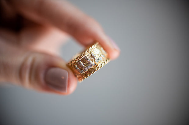 Vintage 14k 0.33 CTW Diamond Ring with Hebrew "I am my Beloved&