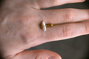 Victorian 10k 1.64 CTW OEC Diamond and Baroque Pearl Griffin Claw Stick Pin