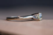 Antique 14k White Gold 0.70 CT VVS Fancy Light Yellow Old European Cut Diamond Solitaire Ring