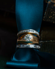 1900s 14k 0.91 CT VS1 Old European Cut Diamond Burnish Set Gypsy Ring