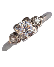 1930s Platinum 0.50 CTW VS1 Transitional Cut Diamond Trilogy Engagement Ring
