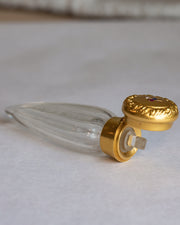 Victorian Crystal Scent Bottle and Dauber with 14k Repoussé 0.13 CTW Old Mine Cut Diamond & Spinel Shamrock Cap