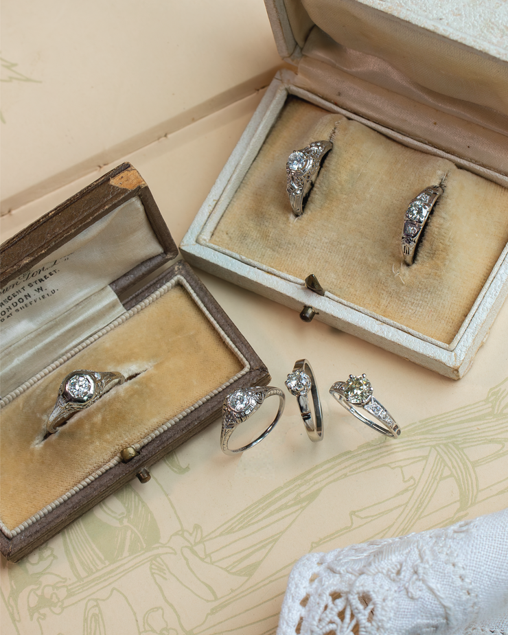 1930s 14k 0.31 CT Diamond Filigree Engagement Ring by Kaspar & Esh
