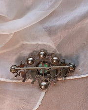 Georgian 13g Silver 4.33 CTW Rose Cut Diamond & Opal Giardinetti Bodice Brooch, circa 1740s-1770s
