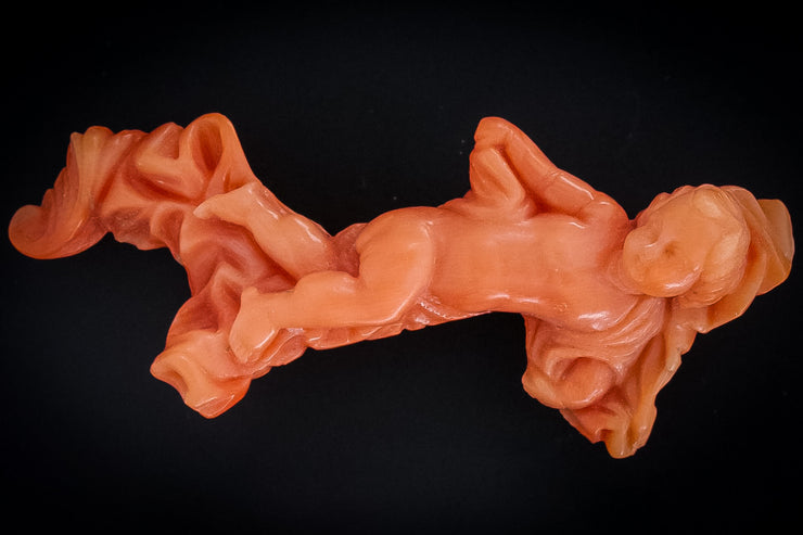 Mid Victorian 1860s 198.8 CT Hand Carved Coral Swaddled Putto Brooch