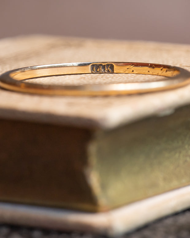 Retro 14k Yellow Gold 1.1mm Band Engraved April 1945 by J.B. Bowden & Co.