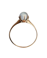 Victorian 12k Rosy Gold 2.14 CT Moonstone Orb Ring with Eight Claw Prong Setting