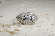 Art Deco 14k White Gold 1.03 CTW Diamond Panel Ring