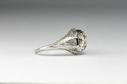 Edwardian 14k 0.96 CT Old European Cut Diamond Ring with Intricate Filigree Mount