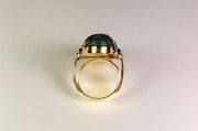 1900s Rare Egyptian Revival 14k 77.88 CT Favrile Glass Scarab Ring in the Tiffany Studios Style