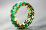 Estate 14k 5.92 CTW Natural Emerald Oval Cut Eternity Band