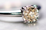1940s 14k 0.70 CT VS2 Old European Cut Champagne Diamond Solitaire Engagement Ring