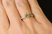 Edwardian Plat 1.19 CTW O-P Color Old European Cut Crown Set Diamond Engagement Ring with Open Split Shank