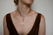 Art Deco Sterling Silver and Hand-Faceted Cut Crystal 'Y' Choker Necklace