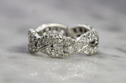 Vintage 14k 1.80 CTW Diamond Eternity Band with Intertwined Lover's Knot Motif