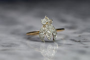 Victorian 0.34 CTW Old Mine Cut Diamond Delicate Lotus Blossom Ring in 14k, 10k Two Tone Gold