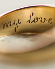 Vintage 14k Tapered Beveled Band Engraved with "all my Love" on Interior