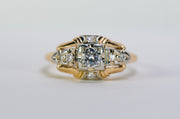 1940s 14k Two Tone Gold 0.34 CTW VS1 Diamond Panel Engagement Ring