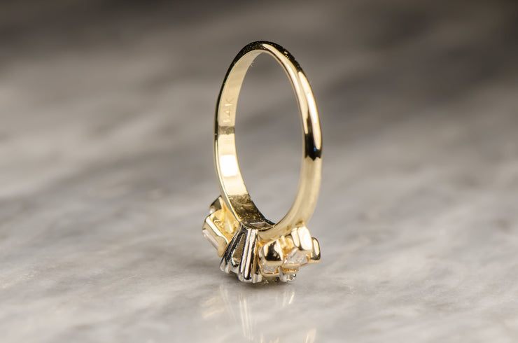 1940s 14k 0.58 CTW Gold & Platinum Sunburst Diamond Engagement Ring