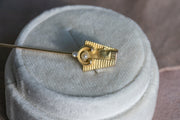 1900s 14k 0.18 CTW Old European Diamond & Pearl Egyptian Revival Pharaoh Stick Pin by Bippart, Griscom & Osborn