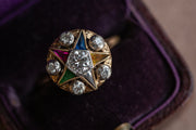 1950s 0.93 CTW VVS Diamond and Spinel Order of the Eastern Star Statement Ring with Interior Inscription