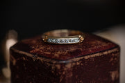 1930s 14k-18k Two Tone Diamond Wedding Band with Scalloped Shoulders by Jabel with Original Jewelry Presentation Box