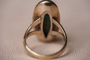 Victorian 10k 17.46 CT Natural Ombré Rustic Turquoise Cabochon Ring in Rosy Gold Split Shank Setting