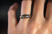 Georgian 14k Rose Cut Collet Set Diamond Blue Enamel Snake Ring