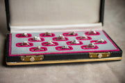Vintage 14 Ring Presentation Case with 14 Slots and Fuchsia and Gray Velveteen Lining by Style-Bilt