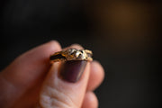 Early 1800s 15-16k Hand-Chased Yellow Gold Mourning Ring with Finely Plaited Human Hair