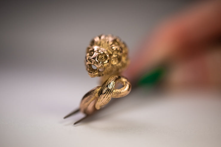 1970s 14k Yellow and Rose Gold Articulated Lion Bypass Wrap Style Ring