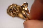 1970s 14k Yellow and Rose Gold Articulated Lion Bypass Wrap Style Ring