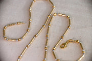 Vintage 14k Two Tone Yellow & White Gold Diamond Cut Faceted Bead Necklace