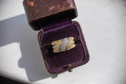 Vintage Two Tone 18k 0.63 CTW Diamond Chunky Statement Band with Crossover Knot Motif