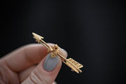 Victorian Austrian 18k Cannetille Mourning Dove and Arrow Brooch by Gustav Wild dated 1876