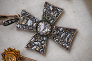 Rare Prussian c. 1701-1806 12-16k Rose Gold and 800 Silver Croix Pattée (Maltese Cross Variant) with 4.31 CTW of Rose and Table Cut Diamonds