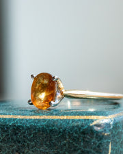 Mid Century 18k 1.22 CT Unheated Natural Orange Brown Sapphire Solitaire Ring with 14k White Gold Prong Basket Setting