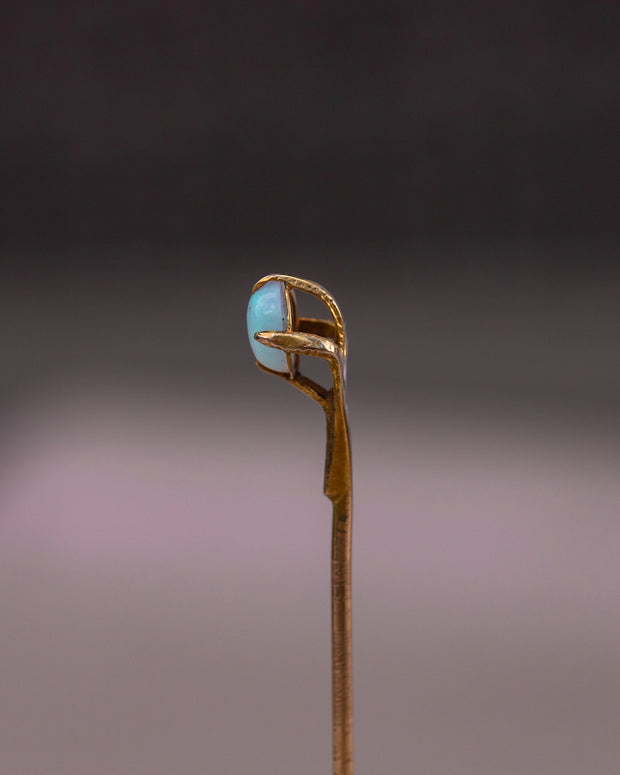 Victorian 15k Rose Gold 0.46 CT Opal Griffin Talon Stick Pin