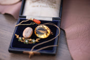 Vintage 14k 2.50 CT Victorian Coral Briolette Drop Pendant Necklace