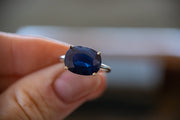Vintage Platinum and 14k White Gold 4.82 CT Natural Sapphire East-West Style Solitaire Ring
