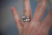 Edwardian 18k 0.60 CT Icy White Speckled Old European Cut Diamond Engagement Ring in Webbed Floral Filigree Mount