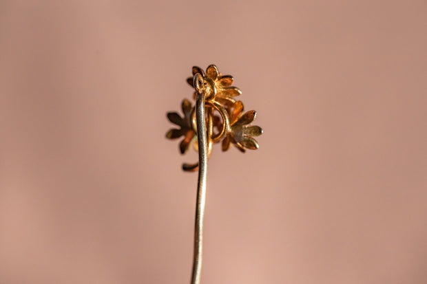 Victorian 14k, 22k 0.11 CTW Old Mine Cut Diamond Enameled Bouquet Stick Pin
