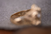 Vintage 14k 0.26 CTW Bezel Set Diamond Ring in Heavy Figural Lion Mount
