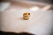 Vintage 14k 0.33 CTW Diamond Ring with Hebrew "I am my Beloved's" Song of Solomon Scripture Textural Cigar Band
